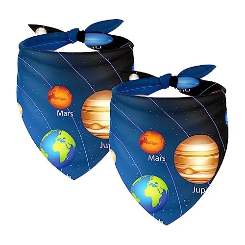 Passendes Bandana für Haustier und Besitzer, 2er-Pack, hochwertiger, transparenter Chiffon-Stoff, verstellbare Passform, kühlend,Universum Karikatur Planeten Weltraum Passendes Bandana für Haustier und Besitzer, 2er-Pack, hochwertiger, transparenter Chiffon-Stoff, verstellbare Passform, kühlend,Universum Karikatur Planeten Weltraum von KQNZT
