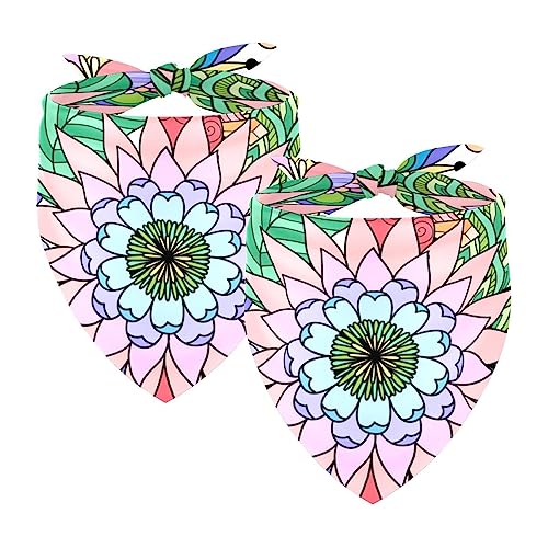 Passendes Bandana für Haustier und Besitzer, 2er-Pack, hochwertiger, transparenter Chiffon-Stoff, verstellbare Passform, kühlend,Vintage abstrakte Blume Pfauenfeder ethnisch Passendes Bandana für Haustier und Besitzer, 2er-Pack, hochwertiger, transparenter Chiffon-Stoff, verstellbare Passform, kühlend,Vintage abstrakte Blume Pfauenfeder ethnisch von KQNZT