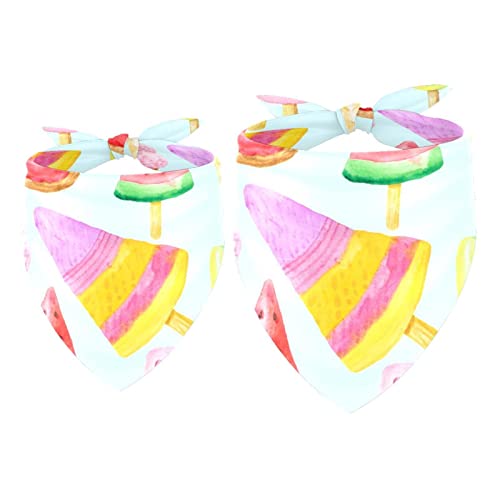 Passendes Bandana für Haustier und Besitzer, 2er-Pack, hochwertiger, transparenter Chiffon-Stoff, verstellbare Passform, kühlend,Wassermelonen EIS Krapfen Sommer Nachtisch Karikatur Passendes Bandana für Haustier und Besitzer, 2er-Pack, hochwertiger, transparenter Chiffon-Stoff, verstellbare Passform, kühlend,Wassermelonen EIS Krapfen Sommer Nachtisch Karikatur von KQNZT