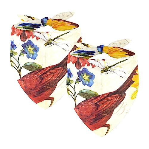 Passendes Set mit Hundehalstüchern, Hundelätzchen, Schal, Dreieckstuch für Hunde, Katzen, Haustierbesitzer, Mutter und Vater, 2er-Pack,Chrysanthemen Vogel Libelle Retro Frühling Passendes Set mit Hundehalstüchern, Hundelätzchen, Schal, Dreieckstuch für Hunde, Katzen, Haustierbesitzer, Mutter und Vater, 2er-Pack,Chrysanthemen Vogel Libelle Retro Frühling von KQNZT