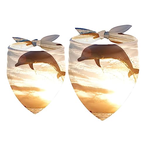 Passendes Set mit Hundehalstüchern, Hundelätzchen, Schal, Dreieckstuch für Hunde, Katzen, Haustierbesitzer, Mutter und Vater, 2er-Pack,Tier Delphin Sonnenaufgang Ozean Passendes Set mit Hundehalstüchern, Hundelätzchen, Schal, Dreieckstuch für Hunde, Katzen, Haustierbesitzer, Mutter und Vater, 2er-Pack,Tier Delphin Sonnenaufgang Ozean von KQNZT