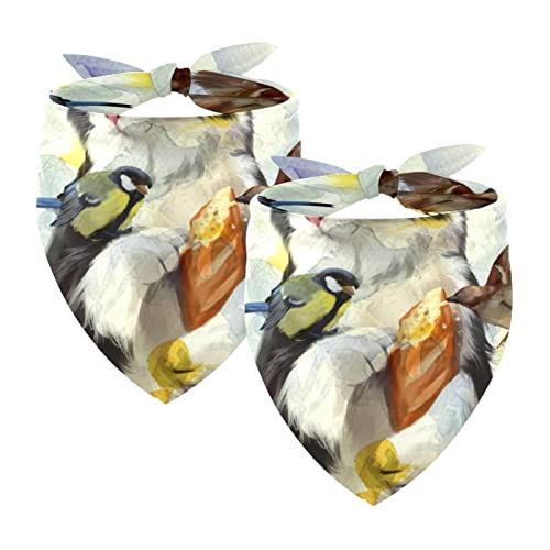 Passendes Set mit Hundehalstüchern, Hundelätzchen, Schal, Dreieckstuch für Hunde, Katzen, Haustierbesitzer, Mutter und Vater, 2er-Pack,Tier Katze Vogel Gänseblümchen Blume Passendes Set mit Hundehalstüchern, Hundelätzchen, Schal, Dreieckstuch für Hunde, Katzen, Haustierbesitzer, Mutter und Vater, 2er-Pack,Tier Katze Vogel Gänseblümchen Blume von KQNZT