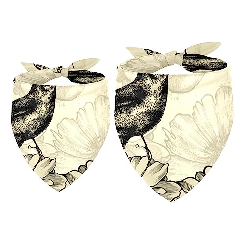 Passendes Set mit Hundehalstüchern, Hundelätzchen, Schal, Dreieckstuch für Hunde, Katzen, Haustierbesitzer, Mutter und Vater, 2er-Pack,Weinlese Blumen Schmetterlings Vogel mit Blumen Passendes Set mit Hundehalstüchern, Hundelätzchen, Schal, Dreieckstuch für Hunde, Katzen, Haustierbesitzer, Mutter und Vater, 2er-Pack,Weinlese Blumen Schmetterlings Vogel mit Blumen von KQNZT