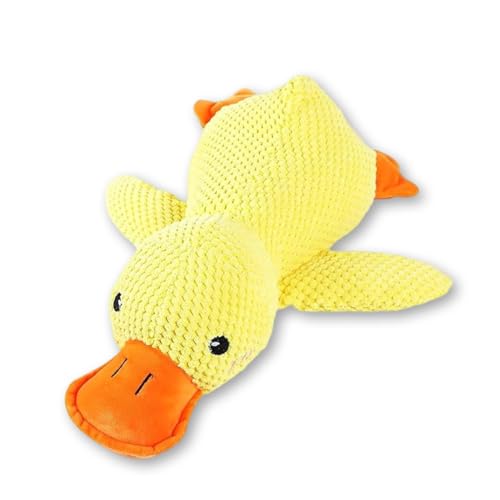 KQOZG Anti-Stress Ente Hund - Unzerstörbares Kuscheltier für Hunde, Plüschspielzeug für Kleine und Große Hunderassen, Antistressente mit Hundesicherem Design (Gelb) von KQOZG
