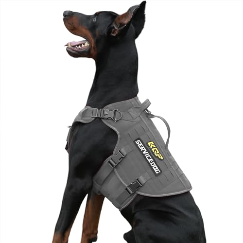 Hundegeschirr ohne Ziehen, taktisches Hundegeschirr, Militär-Hundeweste mit verstellbaren Metallclips, reflektierend, für Spaziergänge, Wandern, Trainingsweste, Hundegeschirr für mittelgroße Hunde, von KQP