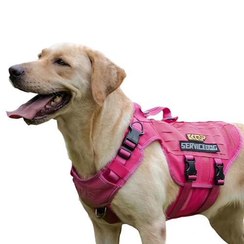 No Pull Hundegeschirr - Taktisches Hundegeschirr - Atmungsaktives Netz, Haustier Gehen Wandern Training Weste - Hundegeschirr für Hunde, Diensthund, klein, Rosa von KQP