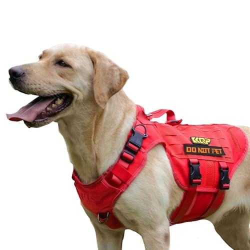 No Pull Hundegeschirr - Taktisches Hundegeschirr - Militärische Hundeweste mit Verstellbar - Hundegeschirr für Große Hunde, Diensthund, Rot No Pull Hundegeschirr - Taktisches Hundegeschirr - Militärische Hundeweste mit Verstellbar - Hundegeschirr für Große Hunde, Diensthund, Rot von KQP