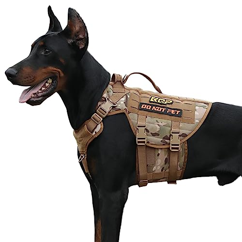 No Pull Hundegeschirr - Taktisches Hundegeschirr – Militärische Hundeweste mit verstellbaren Metallclips, Haustierspaziergang Wandern Trainingsweste - Hundegeschirr für mittelgroße Hunde, Diensthund, von KQP