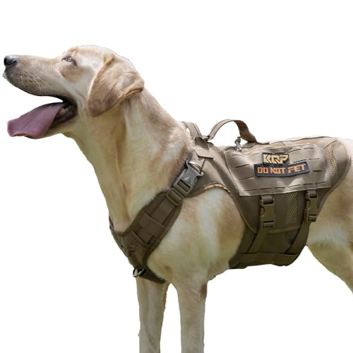 No Pull Hundegeschirr - Taktisches Hundegeschirr – atmungsaktives Netz, Haustierspaziergang Wandern Trainingsweste - Hundegeschirr für Hunde, Diensthund, XL, Kojotenbraun von KQP