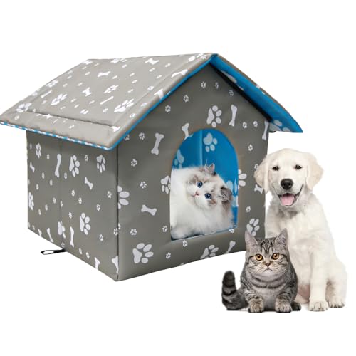 KQWVZ Katzenhaus Für Draußen Winterfest, Katzenhaus Winterfest, Faltbares KatzenhausOutdoor, Winterfest Wasserdicht Katzenhöhle Haustierhaus mit Abnehmbarem Kissen,Für Streuner Haustiere, 40x38x35 cm von KQWVZ