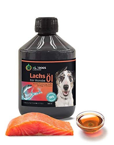 Kräuterland Lachsöl für Hunde - 500ml Fischöl aus skandinavischem Lachs, rein, naturbelassen - Omega 3 Barf Öl in Premium Qualität von KRÄUTERLAND N A T U R - Ö L M Ü H L E