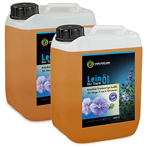 Kräuterland Leinöl für Pferde & Hunde 10L, 2X 5 Liter Kanister - Leinsamenöl, kaltgepresst aus erster Pressung direkt vom Hersteller in Premium Qualität Kräuterland Leinöl für Pferde & Hunde 10L, 2X 5 Liter Kanister - Leinsamenöl, kaltgepresst aus erster Pressung direkt vom Hersteller in Premium Qualität von KRÄUTERLAND N A T U R - Ö L M Ü H L E