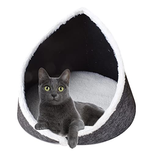 Katzenhöhlenbett - Filz-Haustierbett-Höhlenhütte mit Abnehmbarer Polsterung - Abnehmbares Katzenbetthöhlennest, waschbare Katzenbetthöhle für kleine mittelgroße Haustiere Kraiss von KRAISS