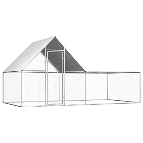 Hühnerstall Praktische Geräumige, Hühnerstall 4x2x2 m Verzinkter Stahl mit wasserdichtem Dach + Drahtgitters + langlebig Wird + abschließbare Tür mit Riegeln von KRHINO