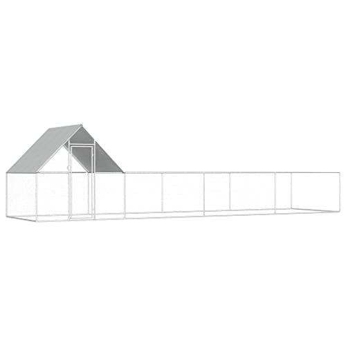 Hühnerstall Praktische Geräumige, Hühnerstall 8x2x2 m Verzinkter Stahl mit wasserdichtem Dach + Drahtgitters + langlebig Wird + abschließbare Tür mit Riegeln von KRHINO