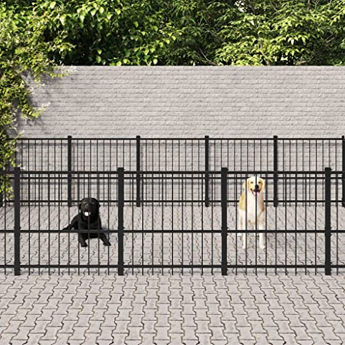 Hundekäfig Hundehaus Hundehütte, Outdoor-Hundezwinger Stahl 18,82 m² All-in-one-Hundezwinger + Stahlgitterwände + Robuste Konstruktion + Gleichzeitiger Belüftung + Verschließbaren Türverschlusssystems von KRHINO