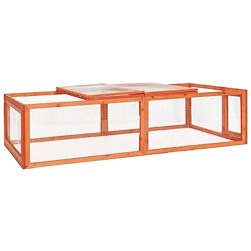 Kaninchenstall Kleintierkäfig, Kaninchenstall 183x90x46,5 cm Massivholz Tanne Robuste Konstruktion für Kaninchen, Meerschweinchen, kleinen Enten perfekt für den Außenbereich von KRHINO