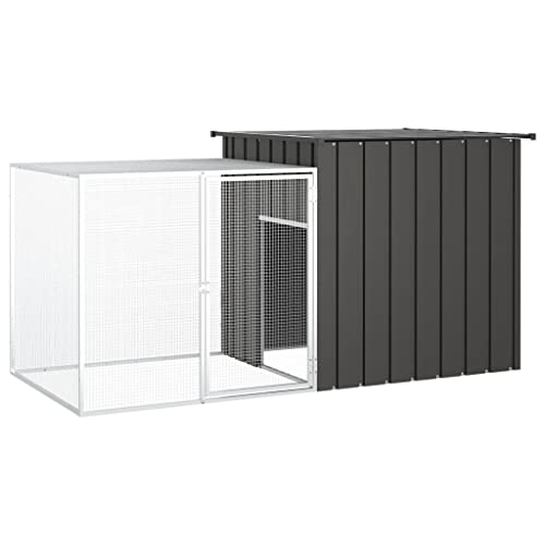 Kleintierkäfig Komfort, Kaninchenkäfig Anthrazit 200x91x100 cm Verzinkter Stahl All-in-One-Kaninchenstall + Zusätzliche Sicherheit + Gute Belüftung für Haustiere Welpen, Kätzchen Igel, Hamster von KRHINO