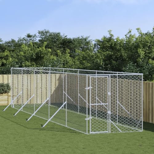 Outdoor-Hundezwinger Vielseitige, Outdoor-Hundezwinger Silbern 2x10x2 m Verzinkter Stahl Robusten und strapazierfähigen verzinkten Stahlkonstruktion für Spiel, Sport, Training von KRHINO