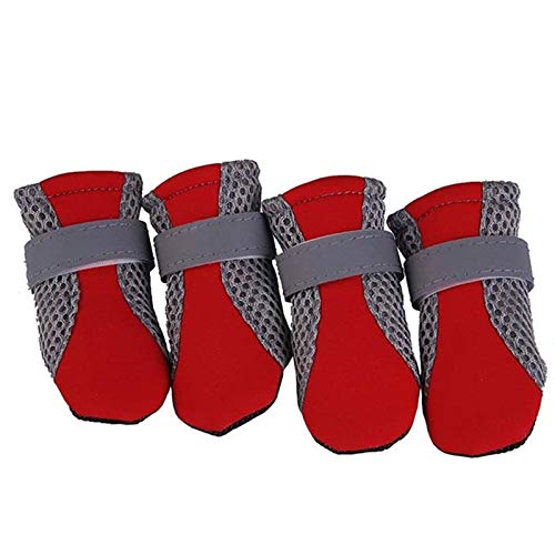 Hundeschuhe,Dog Boots 4 Teile/Satz Haustier Hund Regenschuhe Hundestiefel Gummi Tragbare Anti Slip wasserdichte Hund Katze Regen Schuhe Herbst und Winter (Color : Red, Size : X-Larege) von KRIECK