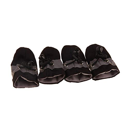 Hundeschuhe,Dog Boots 4 Teile/Satz Pet Hunde Winterschuhe Regen Schnee wasserdichte Booties Socken Gummi Anti-Rutsch Schuhe Für kleine Hund Welpen Schuhe (Color : Black, Size : No. 7) von KRIECK