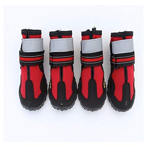 Hundeschuhe,Dog Boots Haustierhundschuhe für den Sport tragbar für Haustiere Sohlen wasserdichte Hundestiefel perfekt für kleine mittelgroße Hunde (Color : Red, Size : 3) von KRIECK