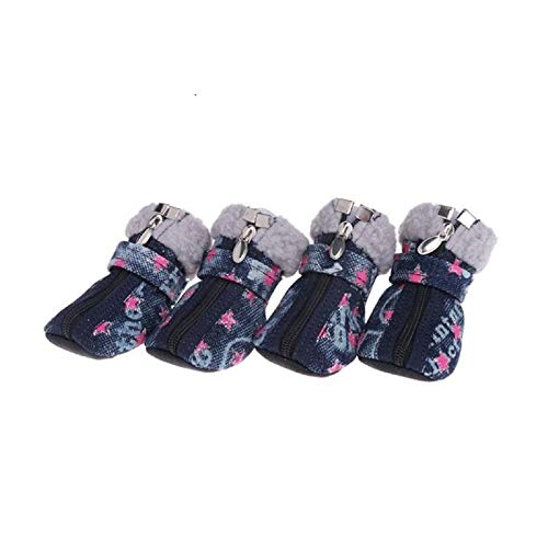 Hundeschuhe,Dog Boots Hunde Schuhe Hunde welpen Stiefel warm Schnee Winter schöne rutschfeste reißverschluss lässig (Color : Pink, Size : 5) von KRIECK