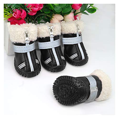 Hundeschuhe,Dog Boots Warme Haustier Hund Schuhe Winter wasserdichte Haustier Hund Stiefel Schuh Regen Schneestiefschuhe Reflektierende Nonslip Schuhe für kleine große Hunde (Color : Black, Size : 5 von KRIECK