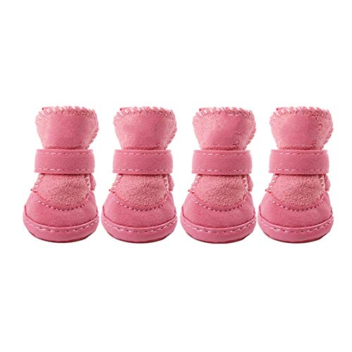 Hundeschuhe,Dog Boots Warme Haustierhundkatze Winterschuhe für Hunde rutschfeste Hund Schneeschuhe Chihuahua Schuh (Color : Pink, Size : 3) von KRIECK