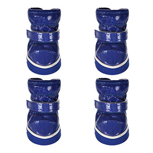 Hundeschuhe,Dog Boots Winter Haustier Hund Schuhe für kleine Hunde Warme Fleecewelpen Pet Schuhe wasserdichte Hund Schneeschuhe Chihuahua Schuhe Haustier Produkte (Color : Blue, Size : 2) von KRIECK