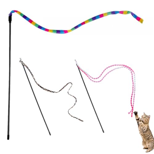 Katzenangel für Katzen, 3 Stück Premium Katzenspielzeug, natürliche robuste Spielangel mit Maus, Robuster Holzstab mit extra langem Spielband und wildem Leoparden-Muster. Robustes Katzenspielzeug Katzenangel für Katzen, 3 Stück Premium Katzenspielzeug, natürliche robuste Spielangel mit Maus, Robuster Holzstab mit extra langem Spielband und wildem Leoparden-Muster. Robustes Katzenspielzeug von KRIEG