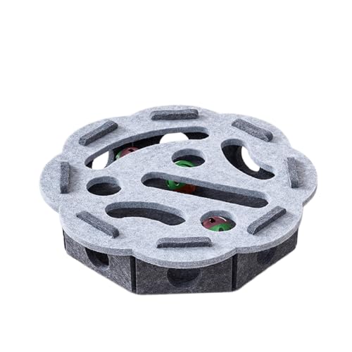 KRJGOERG Interaktive Katzen-Puzzle-Spielzeugbox, Filz-Verstecken mit Quietschspielzeug, geistige und körperliche Übung für Indoor-Katzen von KRJGOERG