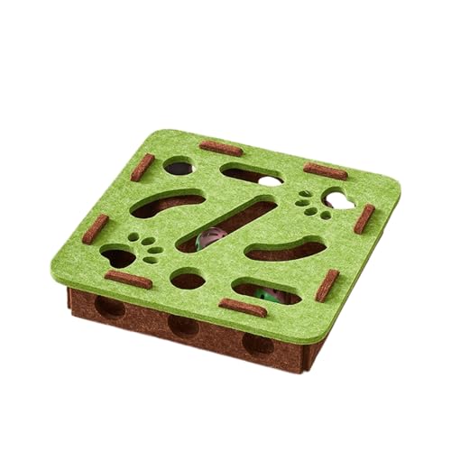 KRJGOERG Interaktive Katzen-Puzzle-Spielzeugbox, Filz-Verstecken mit Quietschspielzeug, geistige und körperliche Übung für Indoor-Katzen von KRJGOERG