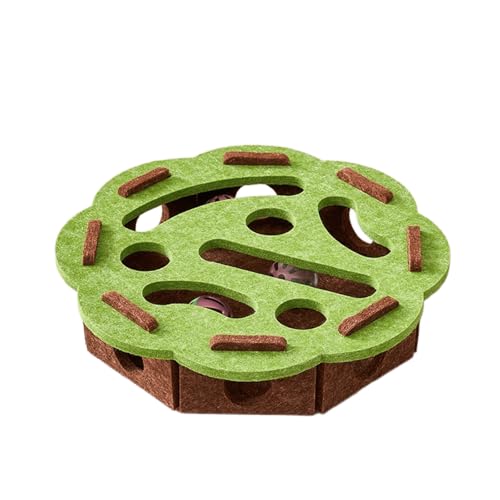 KRJGOERG Interaktive Katzen-Puzzle-Spielzeugbox, Filz-Verstecken mit Quietschspielzeug, geistige und körperliche Übung für Indoor-Katzen von KRJGOERG