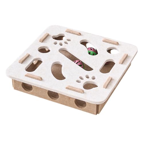 KRJGOERG Interaktive Katzen-Puzzle-Spielzeugbox, Filz-Verstecken mit Quietschspielzeug, geistige und körperliche Übung für Indoor-Katzen von KRJGOERG