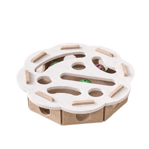 KRJGOERG Interaktive Katzen-Puzzle-Spielzeugbox, Filz-Verstecken mit Quietschspielzeug, geistige und körperliche Übung für Indoor-Katzen von KRJGOERG