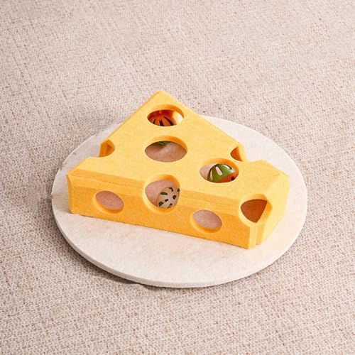 KRJGOERG Interaktive Katzen-Puzzle-Spielzeugbox, Filz-Verstecken mit Quietschspielzeug, geistige und körperliche Übung für Indoor-Katzen von KRJGOERG