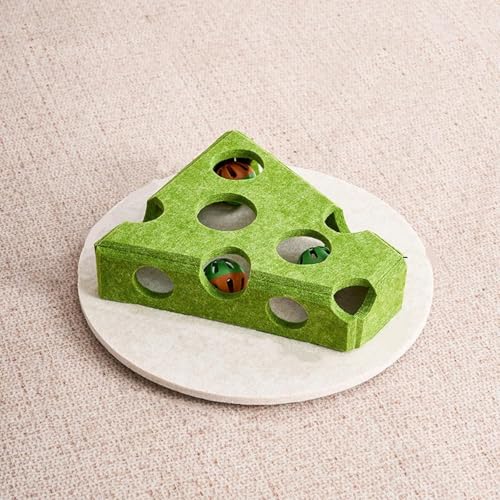 KRJGOERG Interaktive Katzen-Puzzle-Spielzeugbox, Filz-Verstecken mit Quietschspielzeug, geistige und körperliche Übung für Indoor-Katzen von KRJGOERG