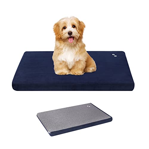 KROSER Hundebett Kleine Hunde Hundematte 61x46CM, Wendbares Tierbett (Warm und kühl) Hundematte Waschbar Kuscheliges Hundebett Hunde Decke Hundematratze für Kleine Hunde und Katzen bis zu 11Kg, Blau von KROSER