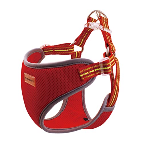 KRUZ PET Step-in-Brustgeschirr - strapazierfähiges, reflektierendes, ultraweiches Mesh für kleine und mittelgroße Hunderassen - (Rot/L) von KRUZ PET