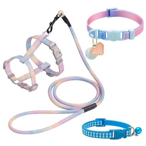3 Stück Katzen Geschirr Set Mit Leine, Sicherheitsgeschirr Katze, Ausbruchsicheres Geschirr Für Katzen Und Kitten, Ideal Für Spaziergänge Und Autoreisen 3 Stück Katzen Geschirr Set Mit Leine, Sicherheitsgeschirr Katze, Ausbruchsicheres Geschirr Für Katzen Und Kitten, Ideal Für Spaziergänge Und Autoreisen von KRYMXAR