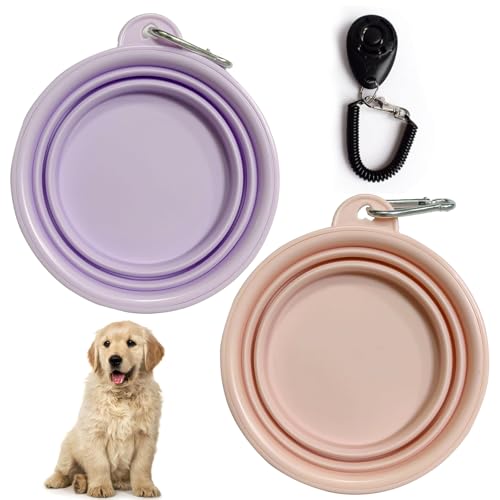 3er Set Faltbarer Hundenapf, Reisenapf Hund mit Trainingsclicker, Hundenapf Unterwegs für Kleine Hunde bis 15 kg, 380 ml Fassungsvermögen, Leicht und Platzsparend 3er Set Faltbarer Hundenapf, Reisenapf Hund mit Trainingsclicker, Hundenapf Unterwegs für Kleine Hunde bis 15 kg, 380 ml Fassungsvermögen, Leicht und Platzsparend von KRYMXAR