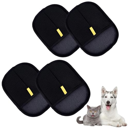KRYMXAR Fellmagnet Handschuhe 4 Stück, Effektiver Tierhaar Entferner für Katzen und Hunde, Haarentfernung Handschuh für Möbel, Kleidung & Autositze, Zweiseitiges Design, Langlebig & Elastisch von KRYMXAR