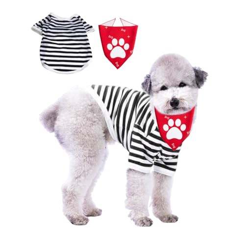 KSBBHDS 1 Gestreifte Kleidung Und 1 Dreiecksschal, Tierverkleidungsvorräte, Haustierkleidung, Bequeme Hundekleidung. KSBBHDS 1 Gestreifte Kleidung Und 1 Dreiecksschal, Tierverkleidungsvorräte, Haustierkleidung, Bequeme Hundekleidung. von KSBBHDS