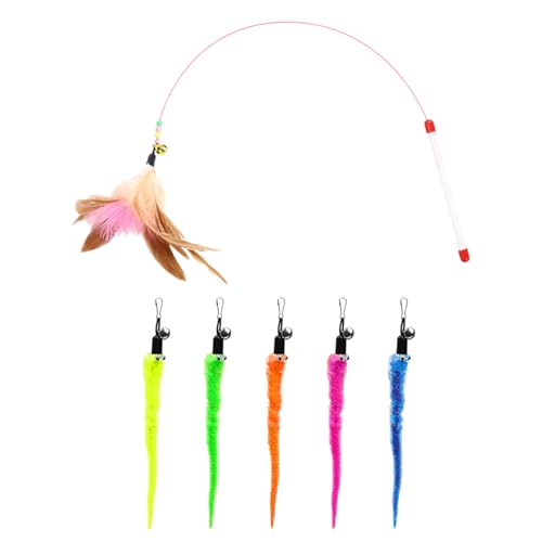 KSBBHDS 1 Stück Feder Necken Katzenstab, 5 Stücke Plüsch -Glocken -Schwanzwanzen, Katzen -Interaktive -Spielzeug, Kreative Ersatzkleidung, Haustierspielzeug. KSBBHDS 1 Stück Feder Necken Katzenstab, 5 Stücke Plüsch -Glocken -Schwanzwanzen, Katzen -Interaktive -Spielzeug, Kreative Ersatzkleidung, Haustierspielzeug. von KSBBHDS