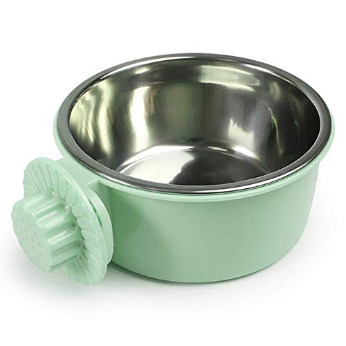 2 in 1 Pet Food Wasser-Schüssel-Edelstahl-Schüssel Pet Food Bowl for Katzen Hunde Haustier der Fütterung (Color : Green) von KSFBHC
