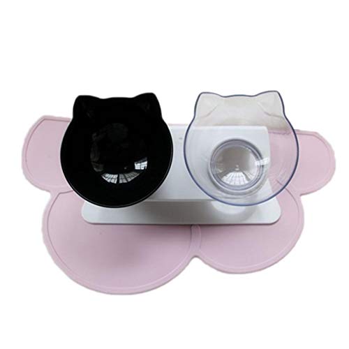 Anti-Rutsch-Cat Bowl Doppel Schüsseln Mit Ansitz Tiernahrung und Wasserschüsseln for Katzen Hunde Feeders Cat Bowl Pet Supplies (Color : Black White) von KSFBHC
