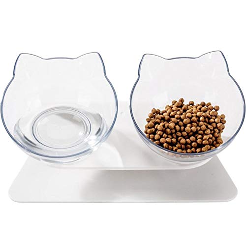 Anti-Rutsch-Cat Bowl Doppel Schüsseln Mit Ansitz Tiernahrung und Wasserschüsseln for Katzen Hunde Feeders Cat Bowl Pet Supplies (Color : Ordinary Double Bowl) von KSFBHC