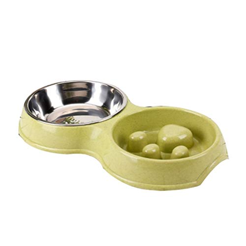 Fressnäpfe Hundefutter Wasser Feeder Edelstahl-Haustier-Trink Dish Feeder-Katze-Welpen die Fütterung (Color : Green, Size : 32x13x14x5) von KSFBHC