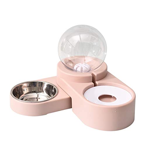 Haustier Hund Katze Feeder Automatische 1.8L Wasserbehälter Edelstahl-Schüssel for Trinken Essen (Color : Stainless Steel pink) von KSFBHC